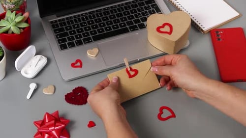 Heart-Themed Desktop Overhead Valentine's Day