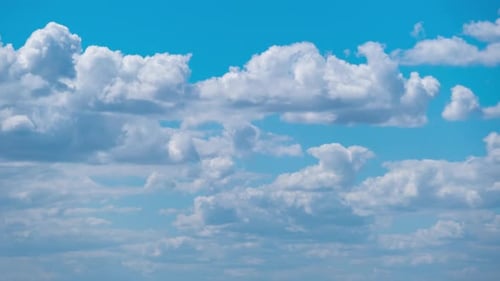 Cumulus Cirrus Clouds Move in the Blue Sky. Time Lapse.