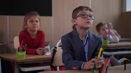 Young Students Attending Class in Elementary School
