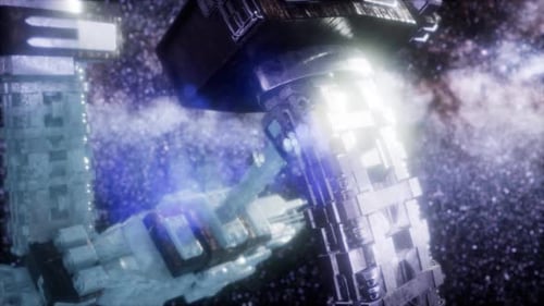 Futuristic Space Station Orbiting in Deep Space