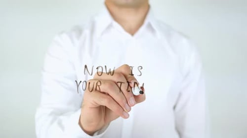 Man Writes Now is Your Time Message