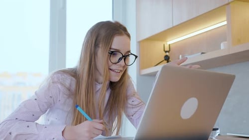 Woman in Video Conference Working From Home