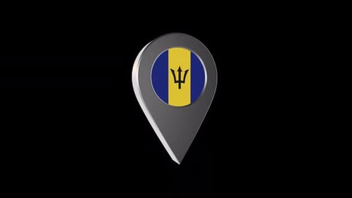 Rotating 3D Barbados Flag Location Pin