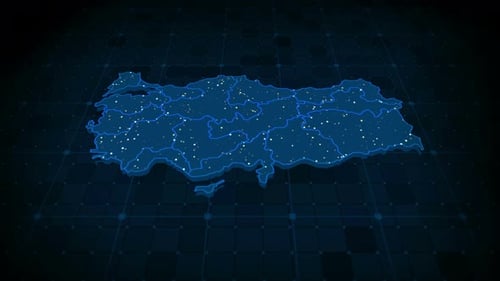 Turkey Digital Map with Animated Data Points and Provinces