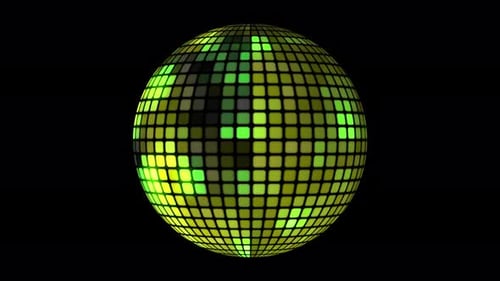 Green Glowing Pixelated Sphere Geometric Disco Ball Loop