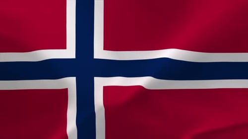 Realistic Norwegian Flag Waving Seamless Loop Animation