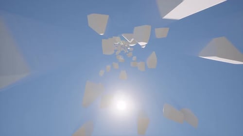 Túnel de bloques geométricos blancos 3d