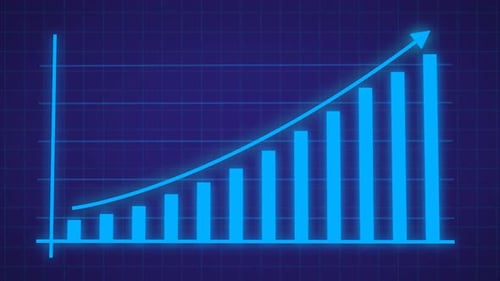 Animated Digital Bar and Line Graph Showing Business Growth