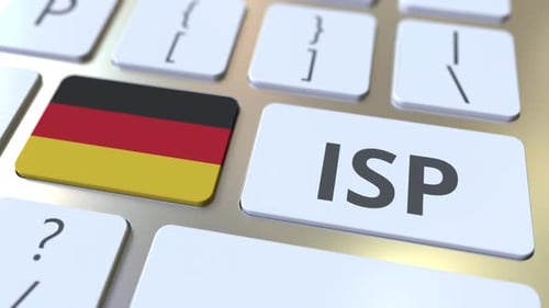 Internet Service Provider Text and Flag of Gemany on the Keys