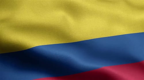 Colombia National Flag Waving in the Wind Loop