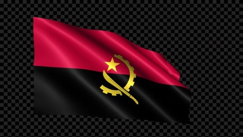 Angola National Flag Waving with Realistic Fabric Movement