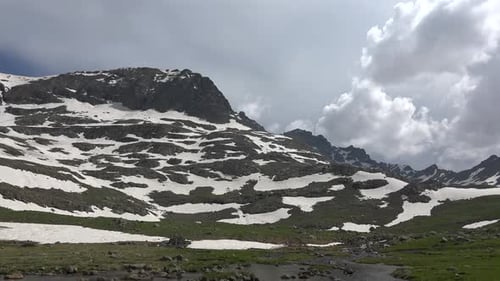 Alpine Meadow Climate and Plateau Stream in Spring