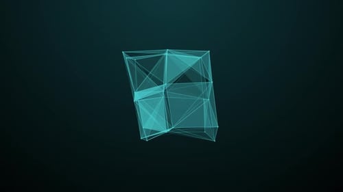 Plexus Box, fondo azul abstracto de tecnología 3D. Puntos y líneas en movimiento. Conexión de red