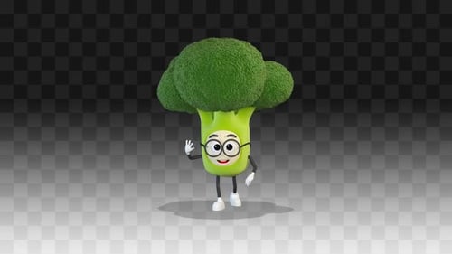 Broccoli Walking And Greeting One Hand