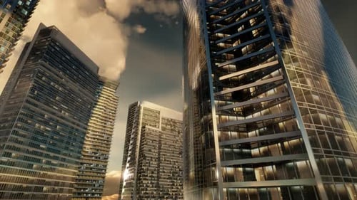Rascacielos o edificios modernos en la ciudad