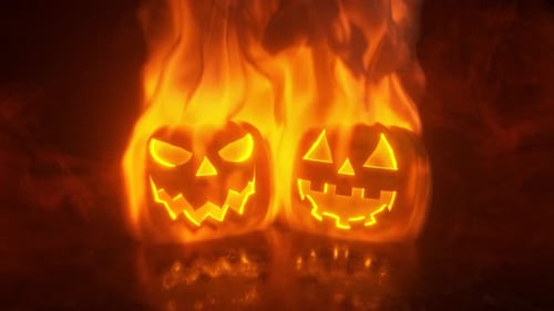 Burning Jack-o'-Lanterns Halloween Animation