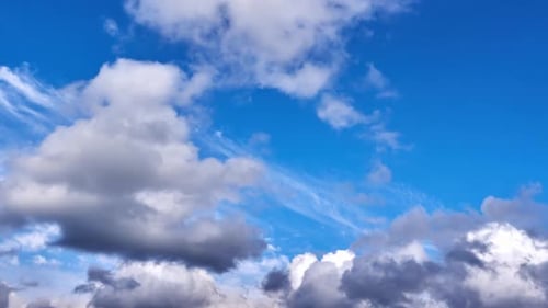 Blue Sky with Cumulus Clouds Moving