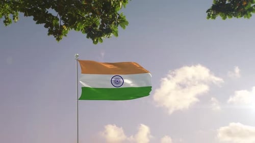 India Flag With Modern City