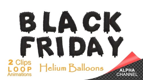 Animated Black Friday Balloon Letters Loop Text