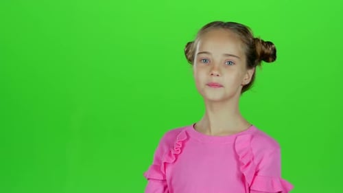 Baby Smiles She's Happy. Green Screen. Slow Motion
