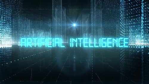 Skyscrapers Digital City Tech Word Artificial Intelligence