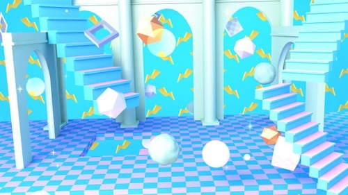 Retro Vaporwave 3D Architectural Space Loop