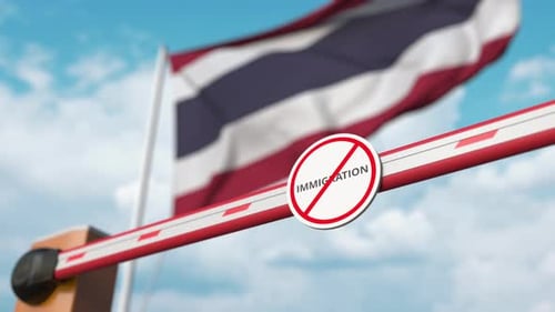 Immigration Barrier Closes with National Flag