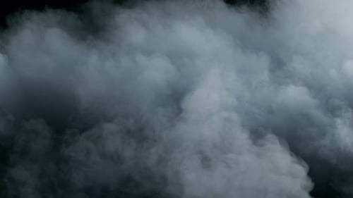 Abstract Swirling Gray Smoke Filling Dark Space