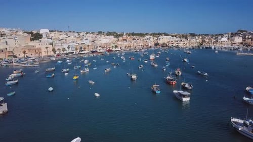 Aerial View of Marsaxlokk Harbour Malta