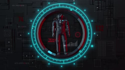 Futuristic Astronaut HUD Display with Animated Digital Data