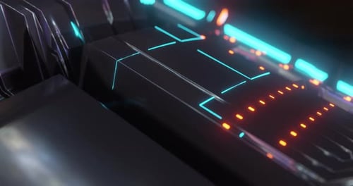 Motion graphic 4K seamless loop of abstract technology, led and particles.