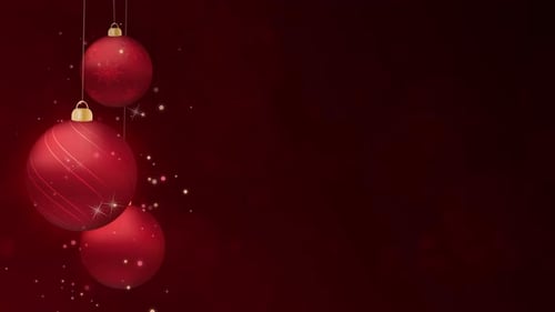 Christmas background with red holiday ornaments