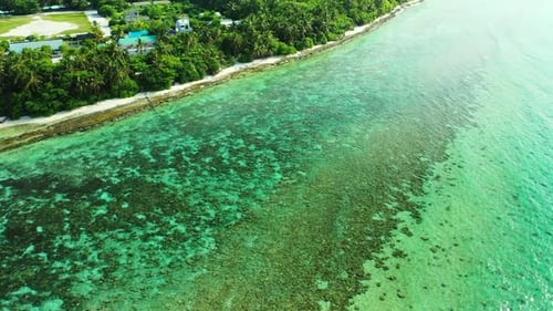 Aerial top view nature of marine tourist beach holiday by shallow ocean and white sandy background o