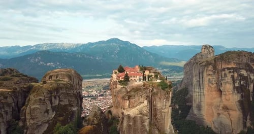 Aerial View Of The Mountains And Meteora Monasteries In Greece