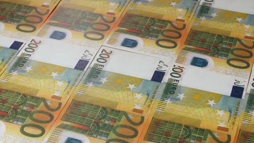 200 Euro Banknotes on Flat Surface