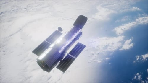 Realistic 3D Space Telescope Orbiting Earth Animation