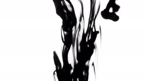 Photo abstraite d'encre noire tombée dans l'eau sur fond blanc