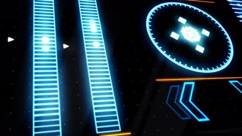Futuristic Digital HUD Display with Glowing Blue UI Elements