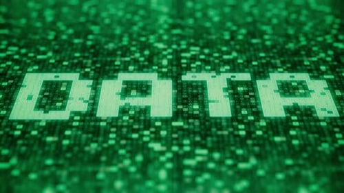 Hexadecimal Symbols on a Green Screen Compose DATA Word