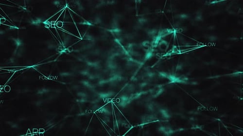 Animated Digital Network with Connecting Tech Keywords