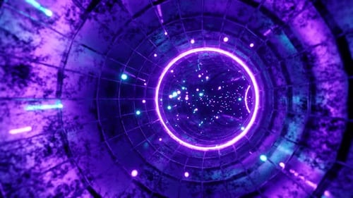 4K Seamless Loop-Motion-Grafik des Fliegens in den Kreis Sci-Fi