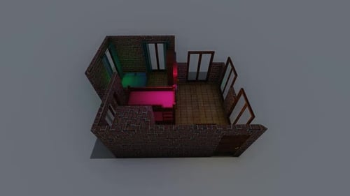 Isometric Room 3D Animation with Dynamic Neon Lighting