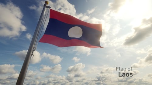 Flagge Laos auf einem Fahnenmast