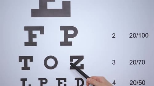 Hand Follows Eye Chart With Black Pen