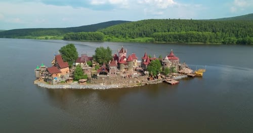 Small Beautiful Island in the Middle of the Lake