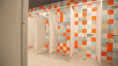 Modern Shower Stalls With Colorful Tile