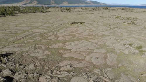 Volcanic Basalt Plateau Formed by Solidifying Lava Rocks