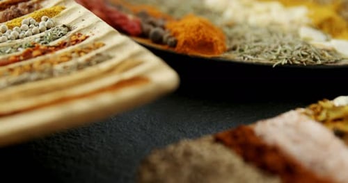 Assorted Colorful Herbs and Spices Close Up