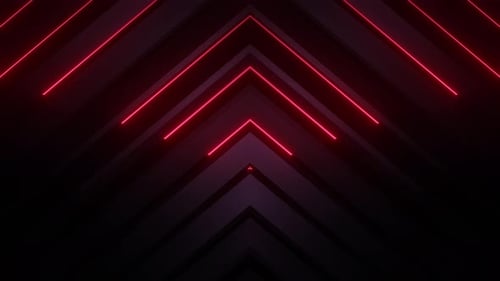 Pulsing Red Neon Geometric Lines Abstract Background