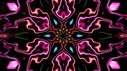 Vibrant Glowing Fluid Kaleidoscope Pattern Loop Background